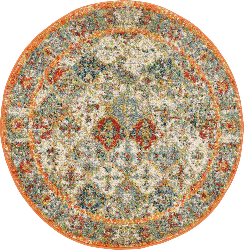 Amalfi Coast Woven Collection Area Rug - Positano Round Multi lifestyle 18