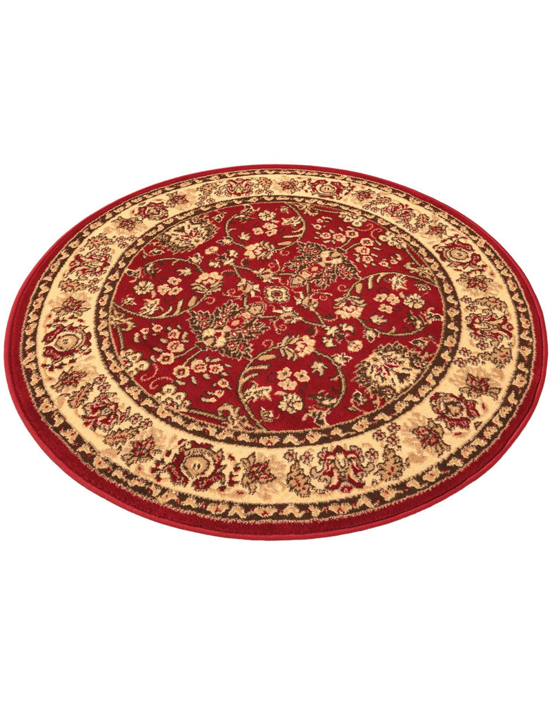 Isfahan Elegance Collection Area Rug - Naghsh-e Jahan (Burgundy) Round Burgundy lifestyle 78