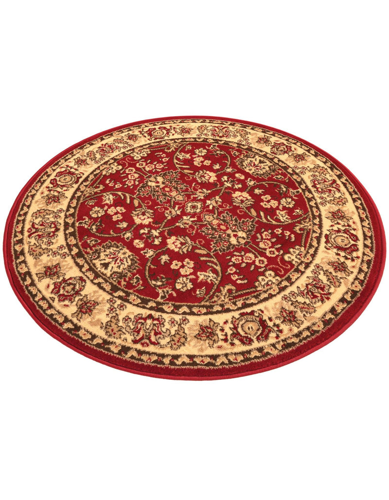 Isfahan Elegance Collection Area Rug - Naghsh-e Jahan (Burgundy) Round Burgundy lifestyle 79