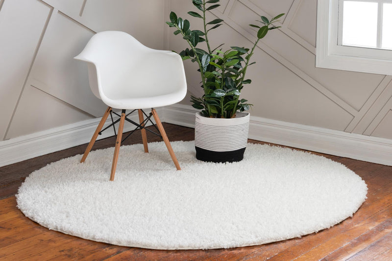Alpine Plush Collection Area Rug - Cortina (White) Round White lifestyle 15