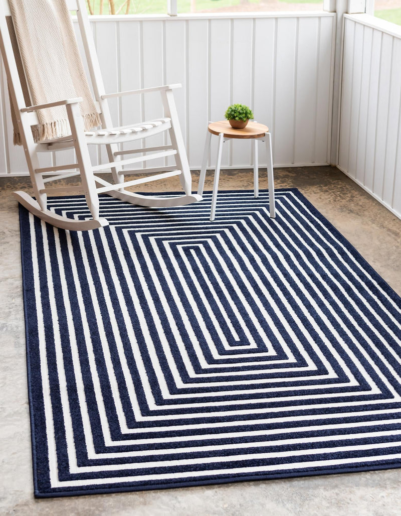 Catalina Cove Outdoor Collection Area Rug - Avalon Rectangle Navy Blue lifestyle 6