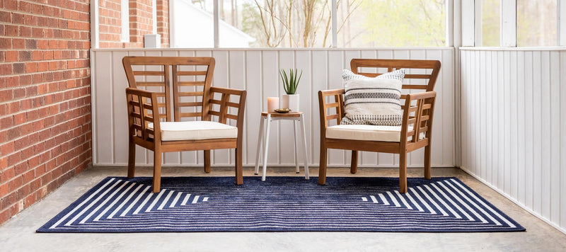 Catalina Cove Outdoor Collection Area Rug - Avalon Rectangle Navy Blue lifestyle 10