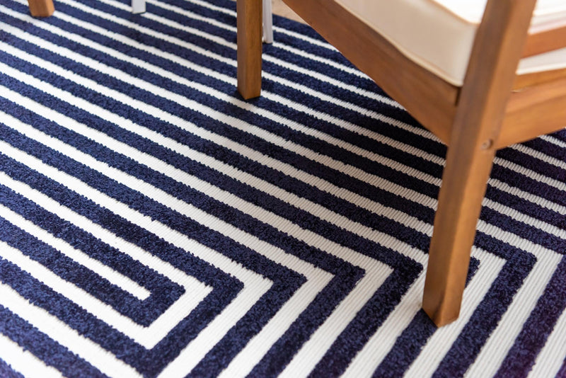 Catalina Cove Outdoor Collection Area Rug - Avalon Rectangle Navy Blue lifestyle 16
