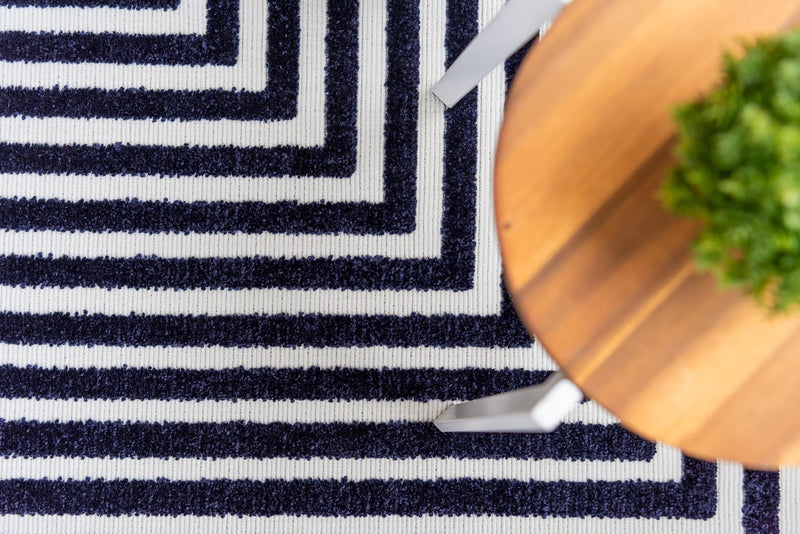 Catalina Cove Outdoor Collection Area Rug - Avalon Rectangle Navy Blue lifestyle 39