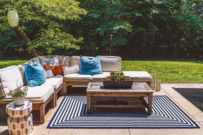 Catalina Cove Outdoor Collection Area Rug - Avalon Rectangle Navy Blue lifestyle 41