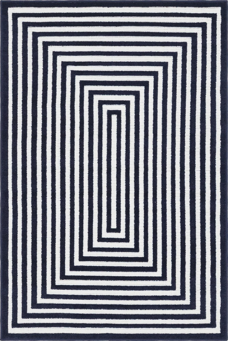 Catalina Cove Outdoor Collection Area Rug - Avalon Rectangle Navy Blue lifestyle 3