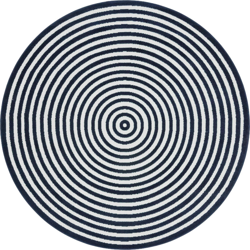Catalina Cove Outdoor Collection Area Rug - Avalon Round Navy Blue lifestyle 50