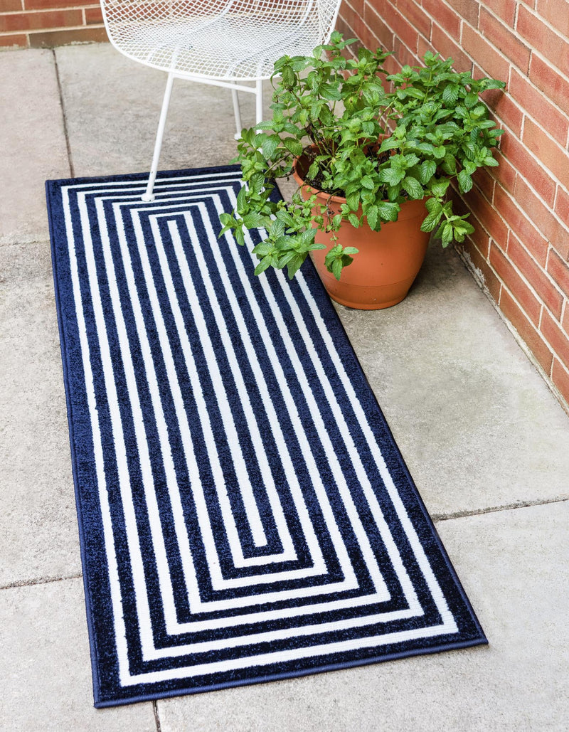 Catalina Cove Outdoor Collection Area Rug - Avalon Runner Navy Blue lifestyle 59