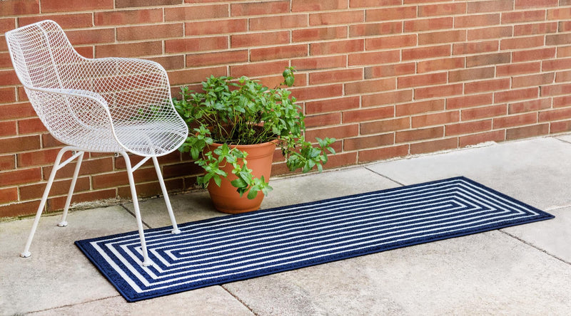 Catalina Cove Outdoor Collection Area Rug - Avalon Runner Navy Blue lifestyle 67