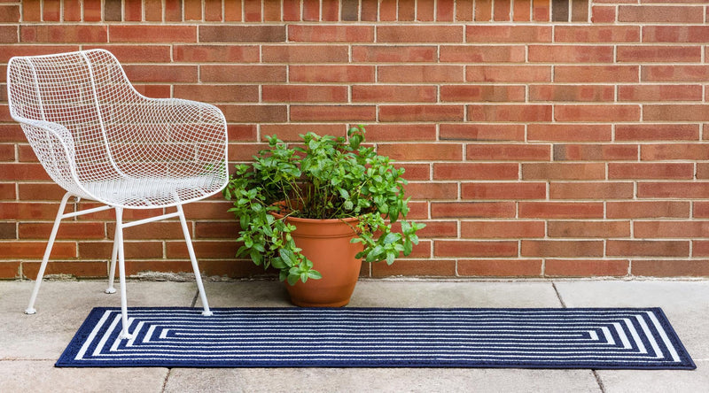 Catalina Cove Outdoor Collection Area Rug - Avalon Runner Navy Blue lifestyle 75