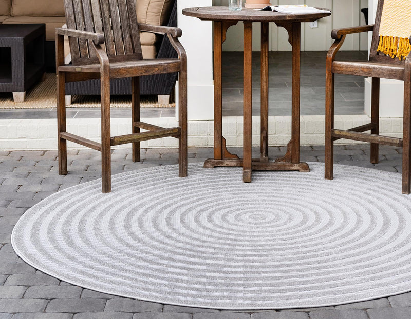 Catalina Cove Outdoor Collection Area Rug - Avalon Round Gray lifestyle 93