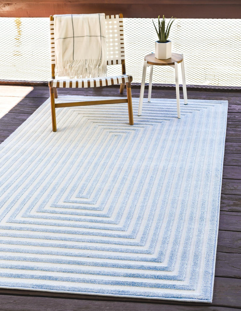 Catalina Cove Outdoor Collection Area Rug - Avalon Rectangle Light Blue lifestyle 5