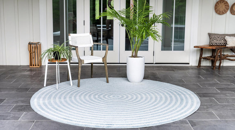 Catalina Cove Outdoor Collection Area Rug - Avalon Round Light Blue lifestyle 72