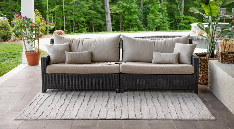 Catalina Cove Outdoor Collection Area Rug - Balboa Rectangle Gray lifestyle 17
