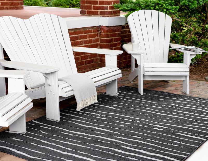 Catalina Cove Outdoor Collection Area Rug - Balboa Rectangle Black lifestyle 66