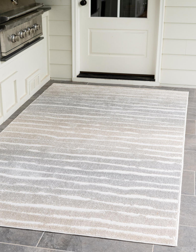 Catalina Cove Outdoor Collection Area Rug - Balboa Rectangle Light Gray lifestyle 9