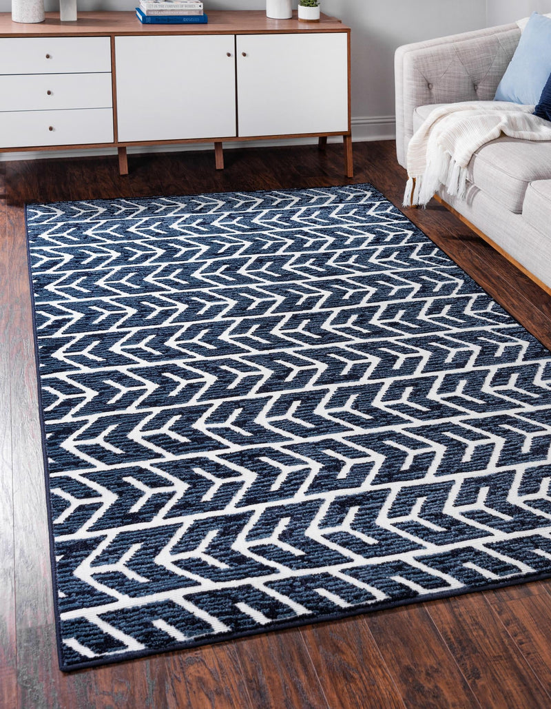 Catalina Cove Outdoor Collection Area Rug - Newport Rectangle Navy Blue lifestyle 2