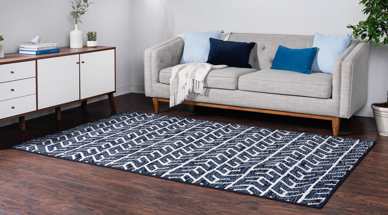 Catalina Cove Outdoor Collection Area Rug - Newport Rectangle Navy Blue lifestyle 3