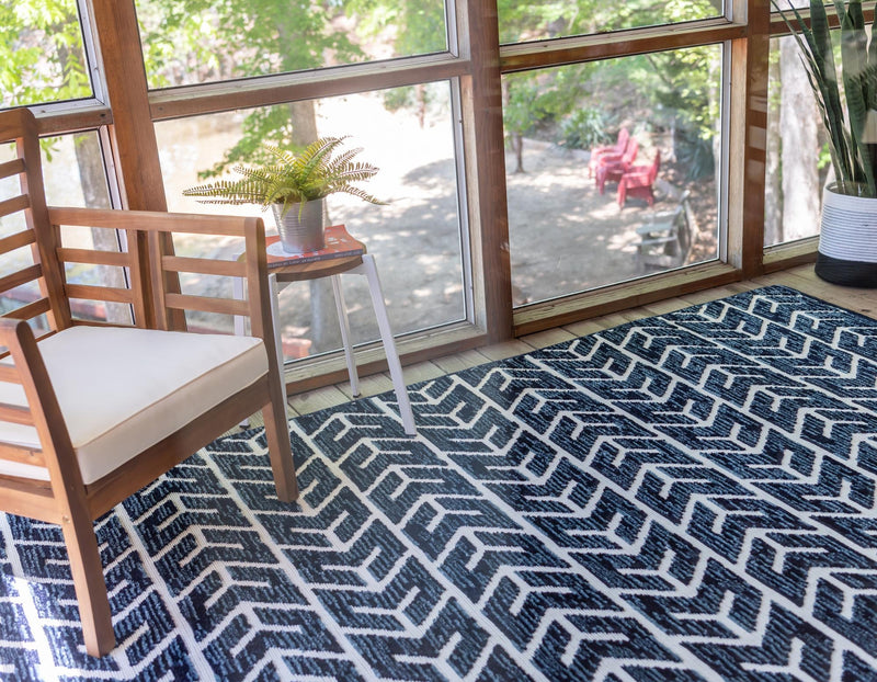 Catalina Cove Outdoor Collection Area Rug - Newport Rectangle Navy Blue lifestyle 5