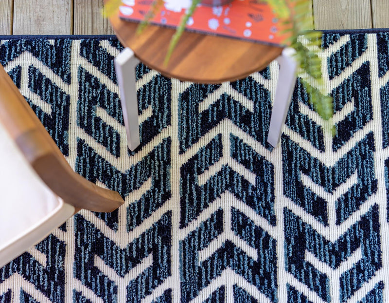 Catalina Cove Outdoor Collection Area Rug - Newport Rectangle Navy Blue lifestyle 8