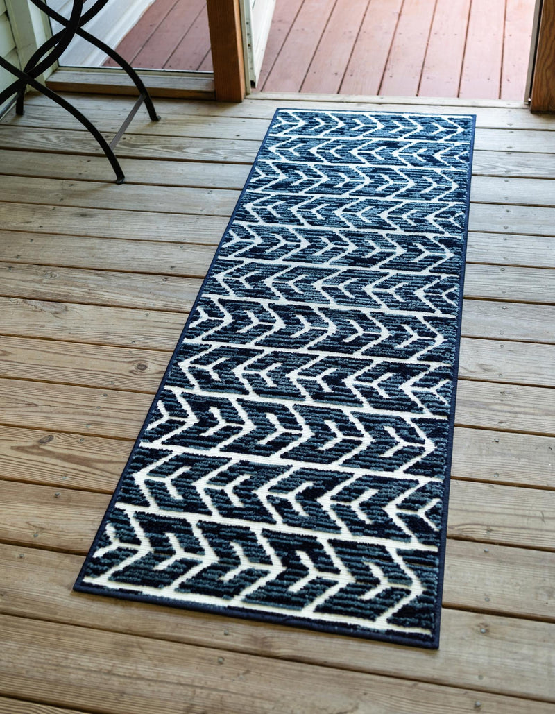 Catalina Cove Outdoor Collection Area Rug - Newport Runner Navy Blue lifestyle 25
