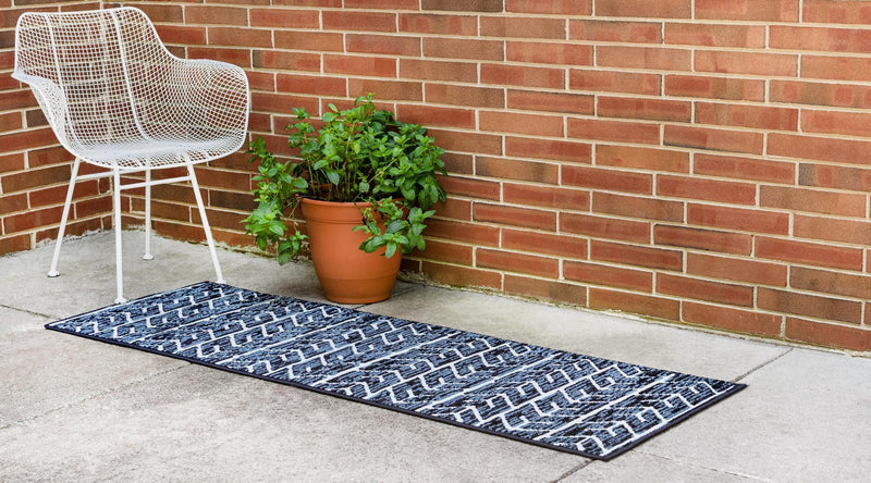 Catalina Cove Outdoor Collection Area Rug - Newport Runner Navy Blue lifestyle 29