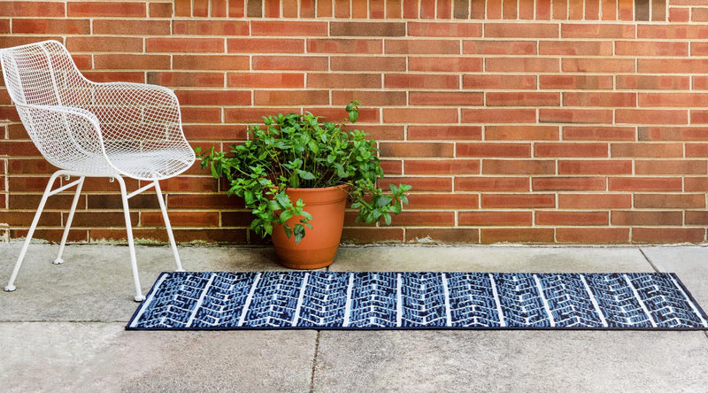 Catalina Cove Outdoor Collection Area Rug - Newport Runner Navy Blue lifestyle 33