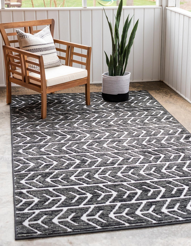 Catalina Cove Outdoor Collection Area Rug - Newport Rectangle Black lifestyle 4