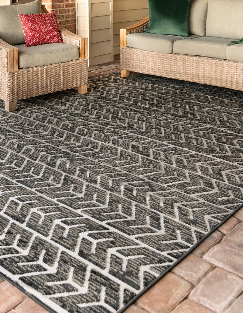Catalina Cove Outdoor Collection Area Rug - Newport Rectangle Black lifestyle 18