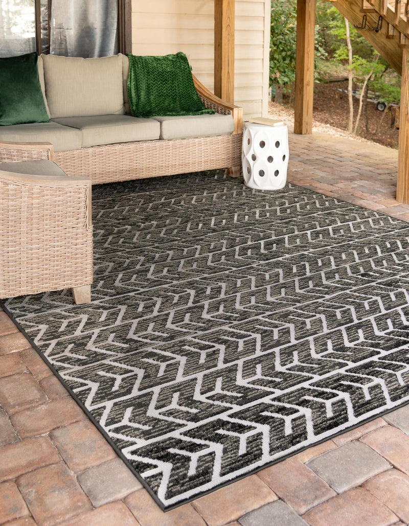 Catalina Cove Outdoor Collection Area Rug - Newport Rectangle Black lifestyle 21