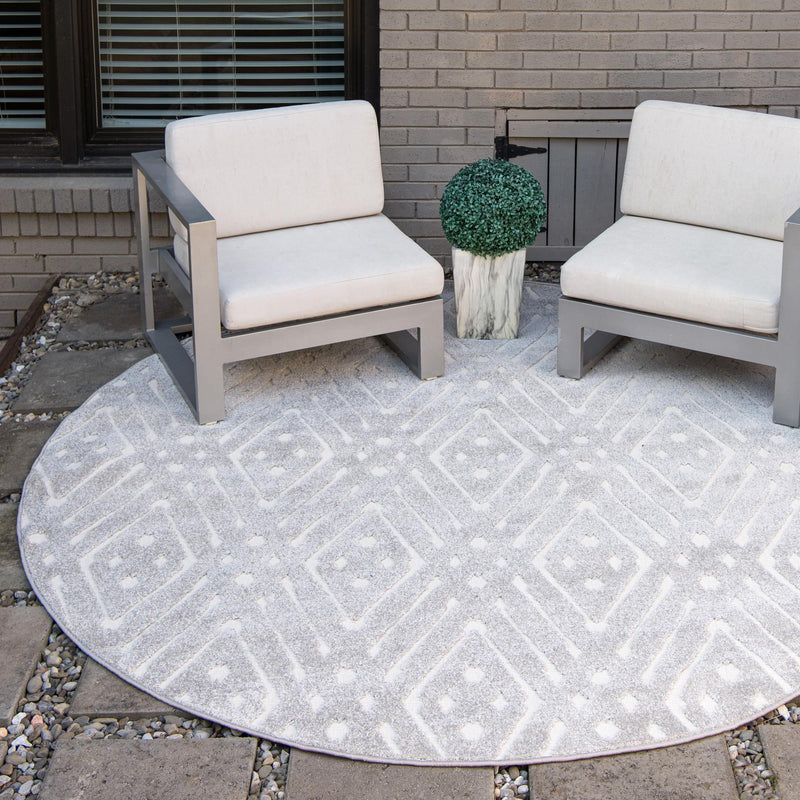Catalina Cove Outdoor Collection Area Rug - Laguna Round Gray lifestyle 49