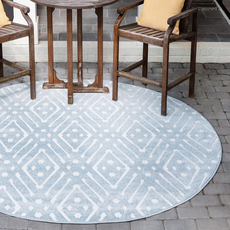 Catalina Cove Outdoor Collection Area Rug - Laguna Round Light Blue lifestyle 51