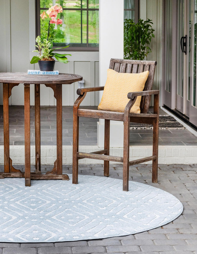 Catalina Cove Outdoor Collection Area Rug - Laguna Round Light Blue lifestyle 67