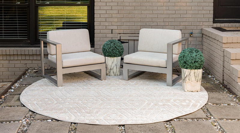 Catalina Cove Outdoor Collection Area Rug - Laguna Round Beige lifestyle 48