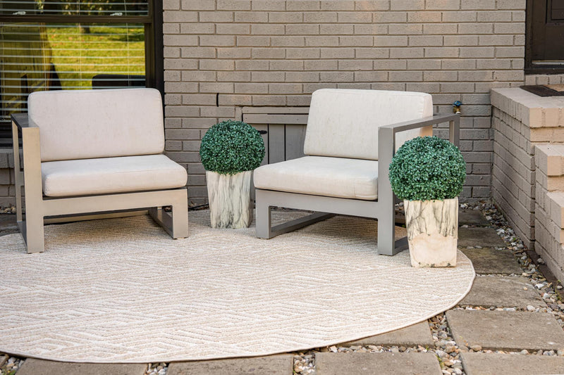 Catalina Cove Outdoor Collection Area Rug - Malibu Round Beige lifestyle 37
