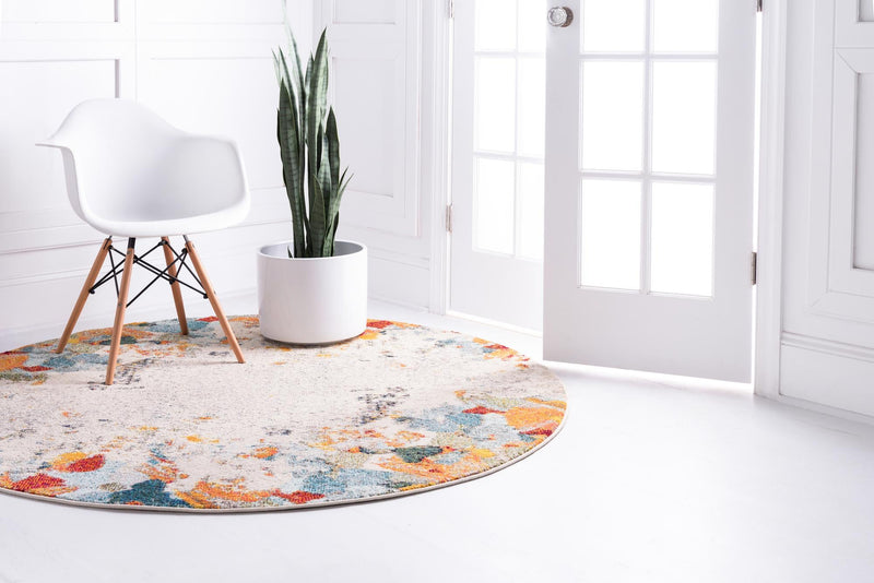 Chromatic Oasis Collection Area Rug - Twilight Round Multi lifestyle 18
