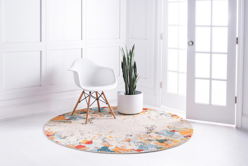 Chromatic Oasis Collection Area Rug - Twilight Round Multi lifestyle 21