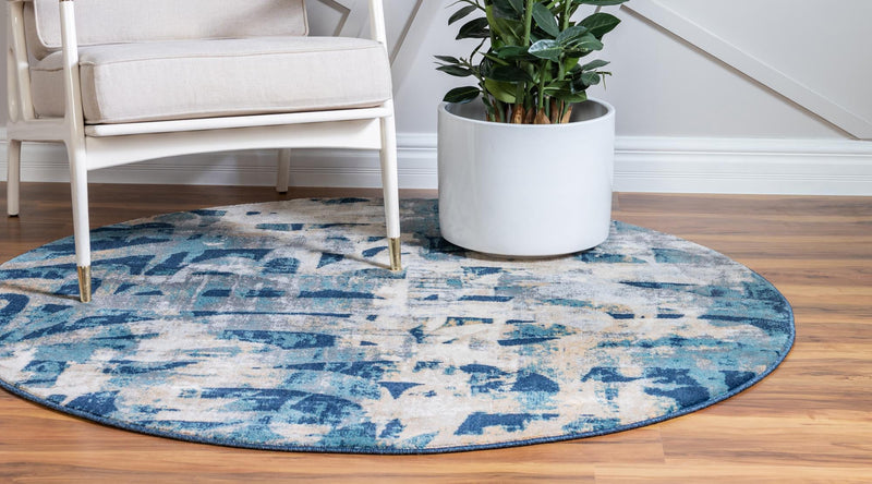 Celestial Haven Collection Area Rug - Celestia Round Navy Blue lifestyle 16