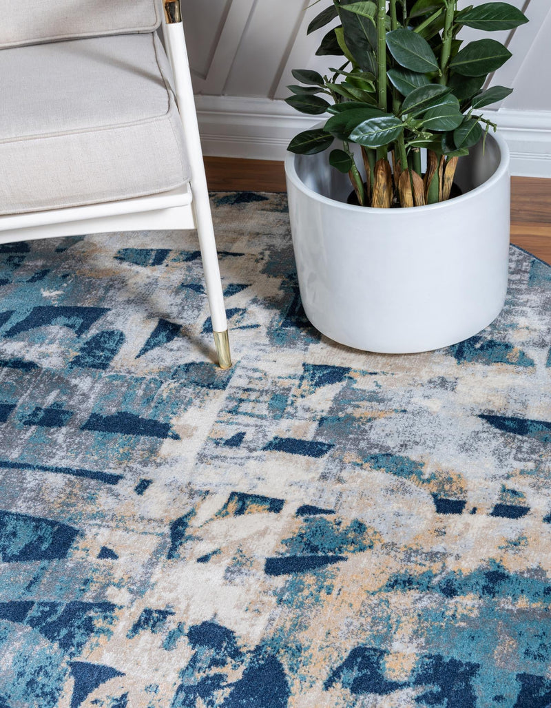 Celestial Haven Collection Area Rug - Celestia Round Navy Blue lifestyle 22