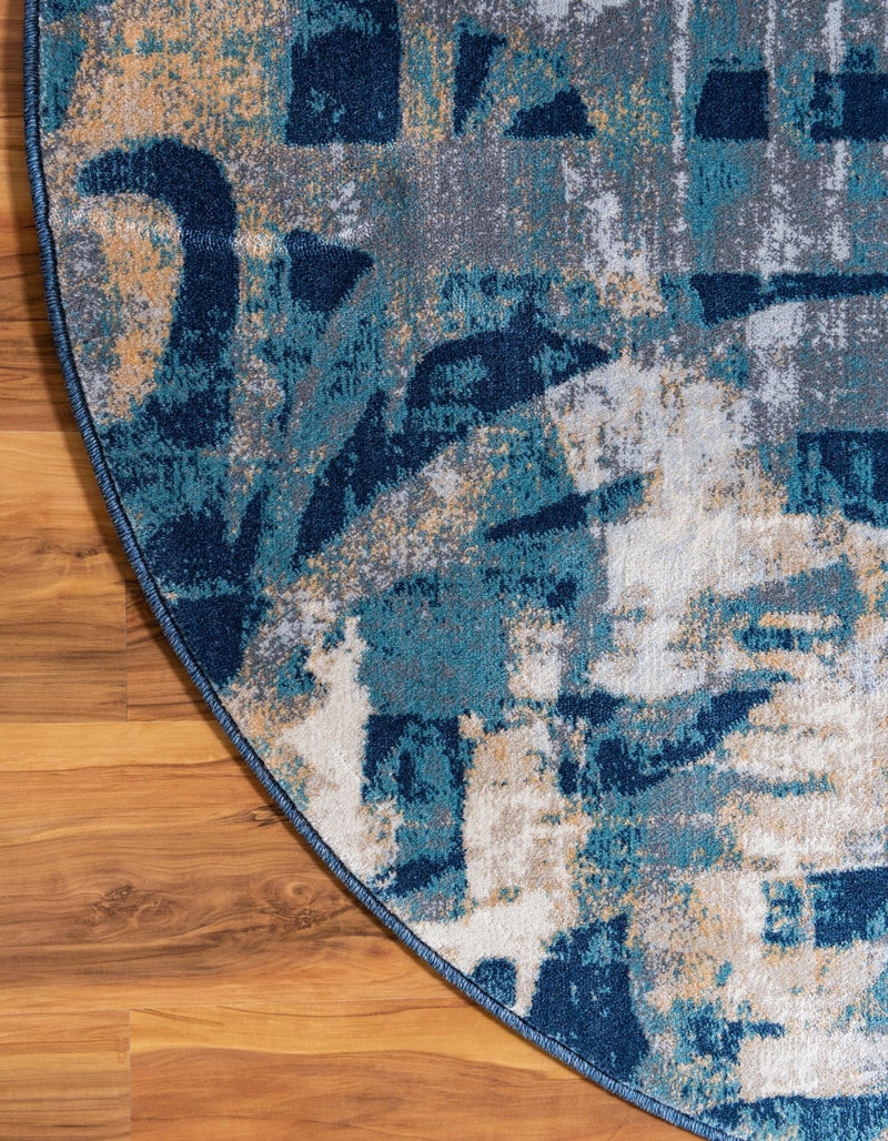 Celestial Haven Collection Area Rug - Celestia Round Navy Blue lifestyle 28