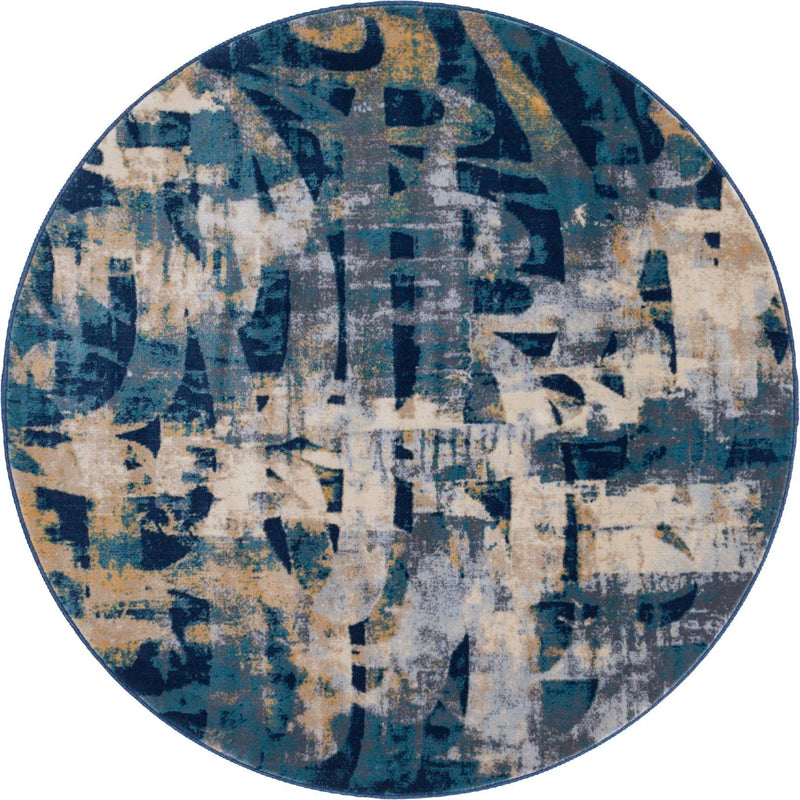 Celestial Haven Collection Area Rug - Celestia Round Navy Blue lifestyle 12