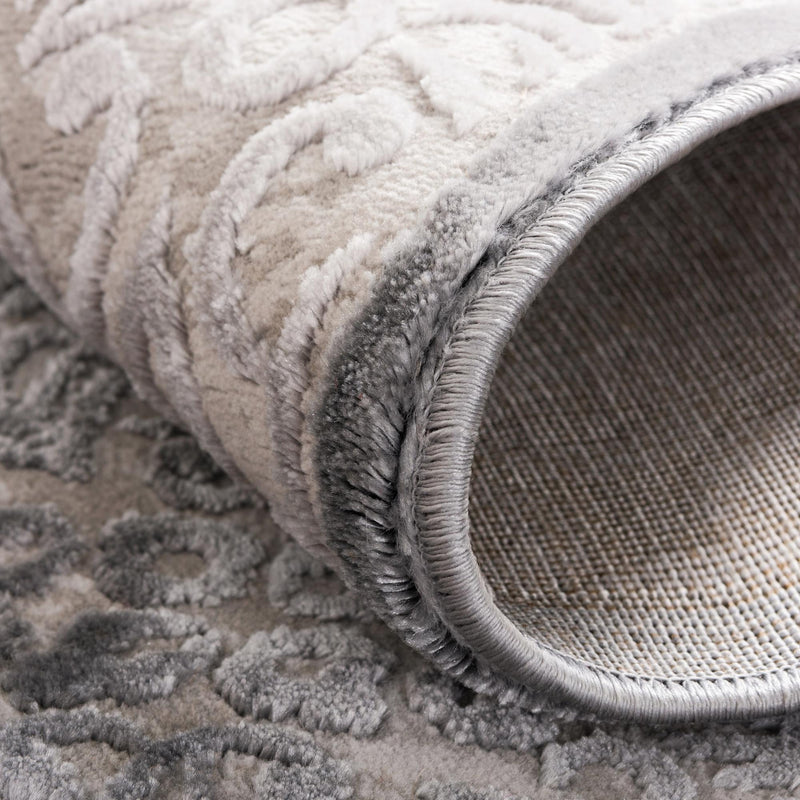 Derbyshire Elegance Collection Area Rug - Bakewell Round Gray lifestyle 72