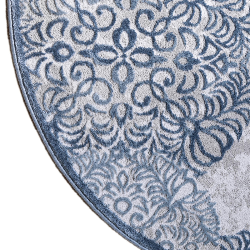 Derbyshire Elegance Collection Area Rug - Bakewell Round Blue lifestyle 73