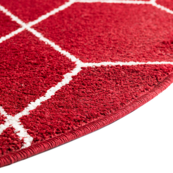 Lattice Garden Collection Area Rug - Arborville (Red) Round Red lifestyle 13