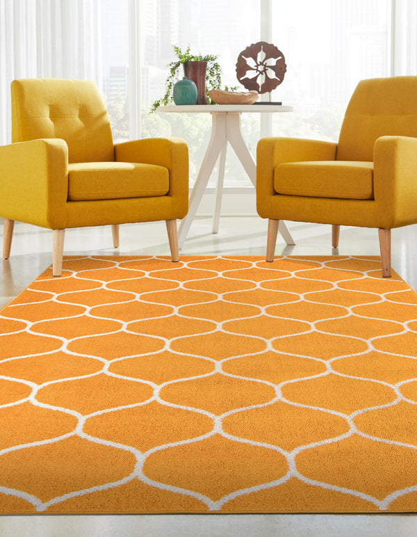 Lattice Garden Collection Area Rug - Pergolatown (Orange) Rectangle Orange lifestyle 4