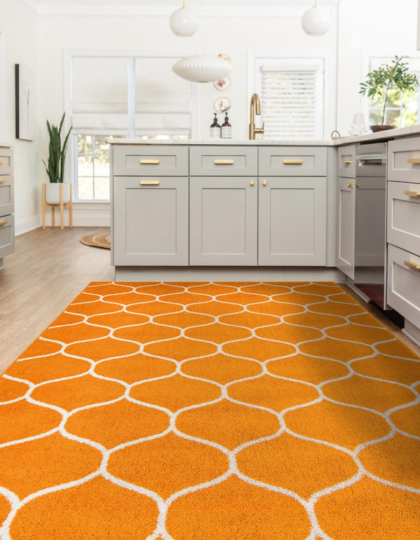 Lattice Garden Collection Area Rug - Pergolatown (Orange) Rectangle Orange lifestyle 10