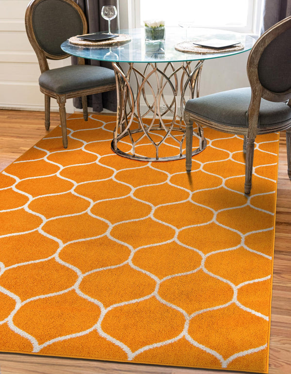 Lattice Garden Collection Area Rug - Pergolatown (Orange) Rectangle Orange lifestyle 22