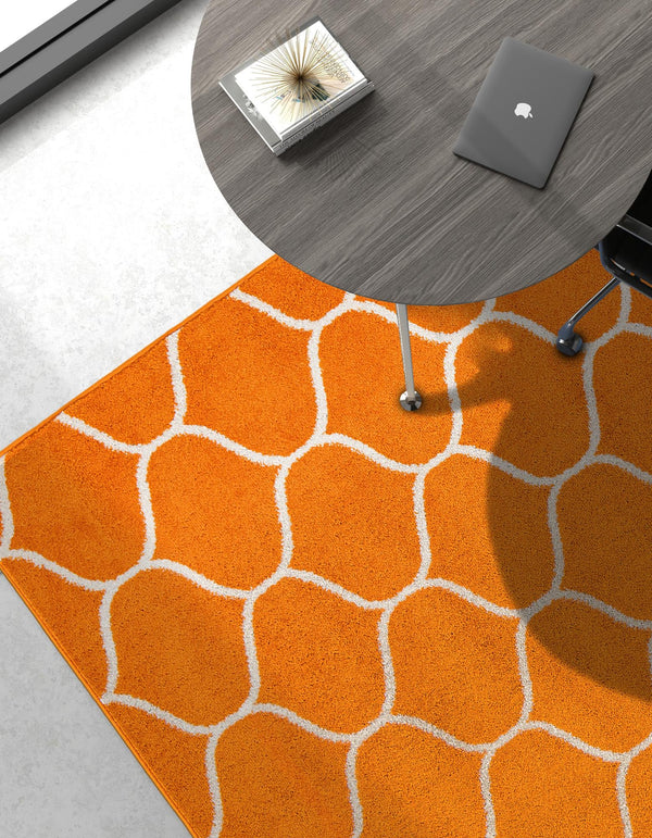 Lattice Garden Collection Area Rug - Pergolatown (Orange) Rectangle Orange lifestyle 28