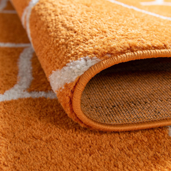 Lattice Garden Collection Area Rug - Pergolatown (Orange) Rectangle Orange lifestyle 30
