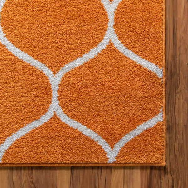 Lattice Garden Collection Area Rug - Pergolatown (Orange) Rectangle Orange lifestyle 31